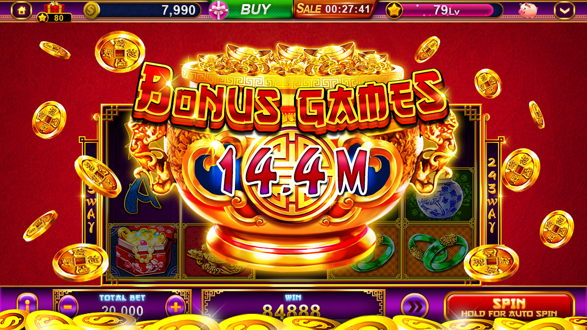 Giao diện trò chơi Slots chính trên ứng dụng Say79